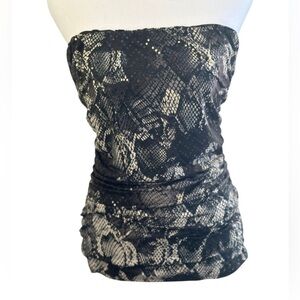 Express Snake Print Strapless Ruched Tube Top